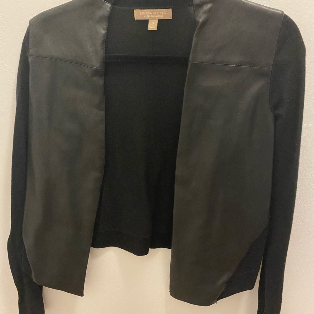 Banana Republic faux-leather cardigan